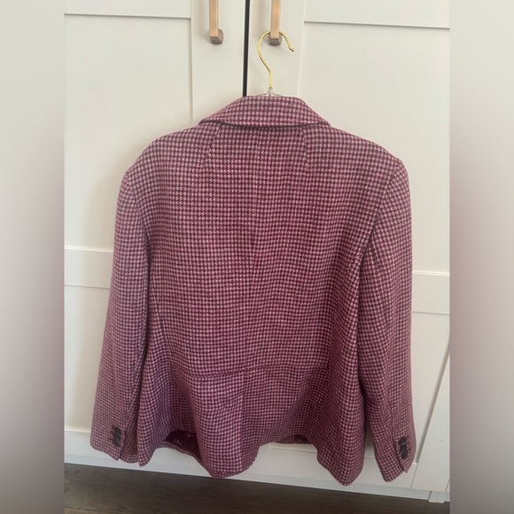 Talbots Pink Houndstooth Wool Laine Blend Blazer Size 14 - Picture 4 of 6